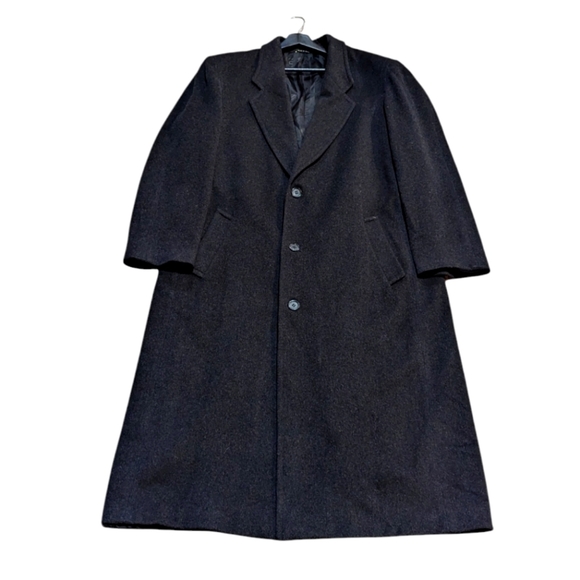 Mario Valente Merino Lambswool Coat 40 Charcoal Black Made In Italy Quiet Luxury - Picture 1 of 13